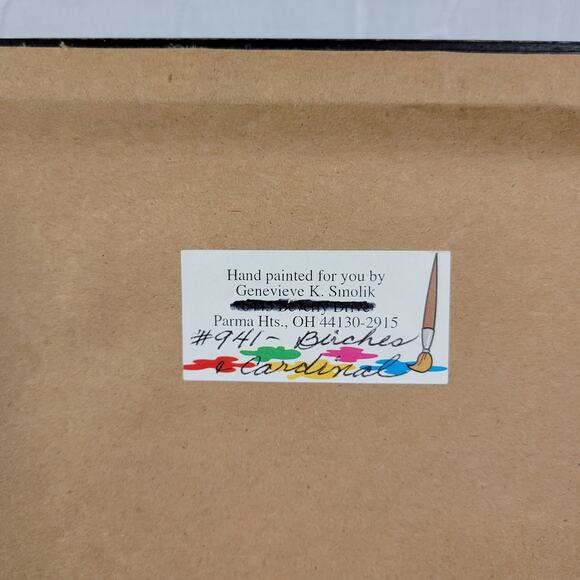 Genevieve K. Smolik Painting #941 Birches Cardinal Signed Hanging Framed Artwork - Picture 9 of 14